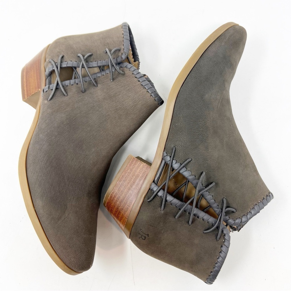 JACK ROGERS REAGAN BROWN SUEDE SIDE ZIP BOOTIES WOMENS SZ 7